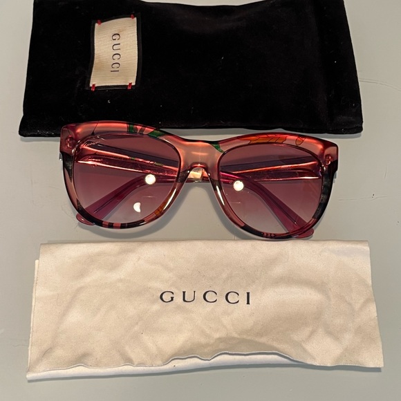 Gucci Flora Pink Cat Eye Sunglasses Gradient Lens,  Cloth, Bag Luxury Designer main image 11